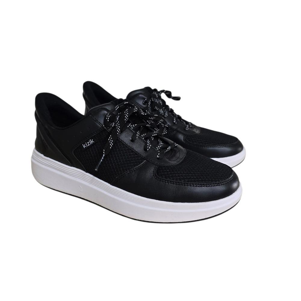 Kizik Lima Hands-Free Black White‎ Leather Knit Sneakers W9 K3FC WHERBK01-1D